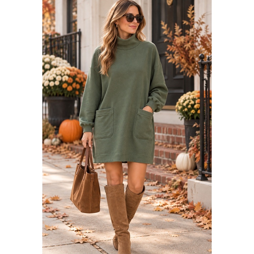 Tuckernuck Pomander Place Forest Green Sweatshirt Mini Dress (MSRP: $138) Large